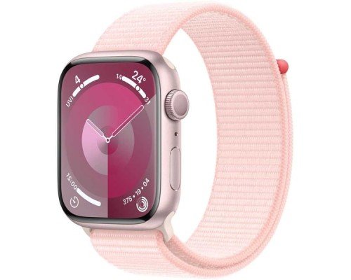 Apple Watch Series 9 GPS + Cellular 41mm Pink Aluminum Case with Light Pink Sport Loop