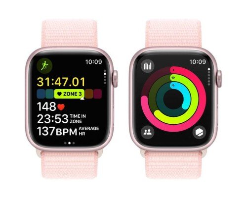 Apple Watch Series 9 GPS + Cellular 41mm Pink Aluminum Case with Light Pink Sport Loop