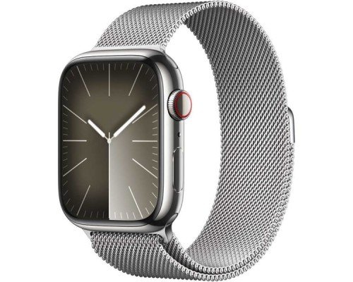Apple Watch Series 9 GPS + Cellular 41mm Silver Stainless Steel Case with Silver Milanese Loop