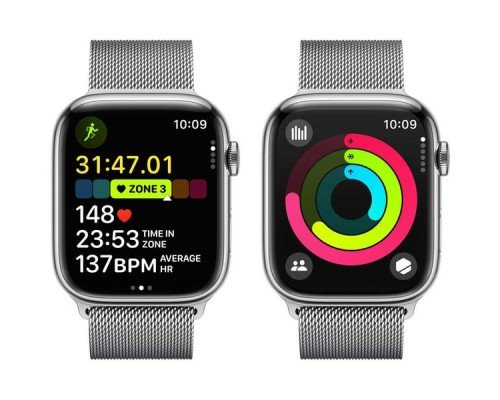Apple Watch Series 9 GPS + Cellular 41mm Silver Stainless Steel Case with Silver Milanese Loop