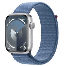 Apple Watch Series 9 GPS + Cellular 41mm Silver Aluminum Case with Winter Blue Sport Loop