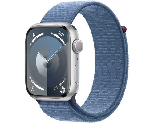 Apple Watch Series 9 GPS + Cellular 41mm Silver Aluminum Case with Winter Blue Sport Loop