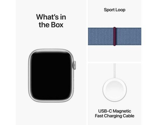 Apple Watch Series 9 GPS + Cellular 41mm Silver Aluminum Case with Winter Blue Sport Loop