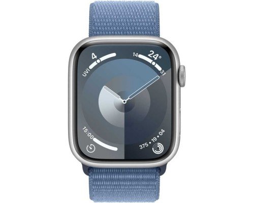 Apple Watch Series 9 GPS + Cellular 41mm Silver Aluminum Case with Winter Blue Sport Loop